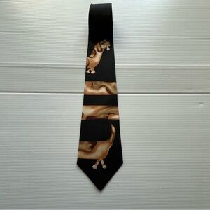 Vintage Save The Children Dog Silk Tie Kasey - Age 9  Black and Browns 4” Wide